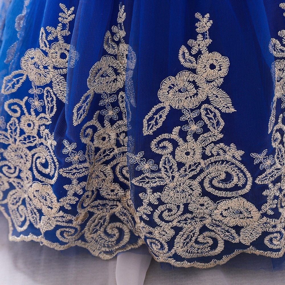 Luxury Royal blue lace sparkly bow wedding birthday dress 5009 - Picture 6 of 11